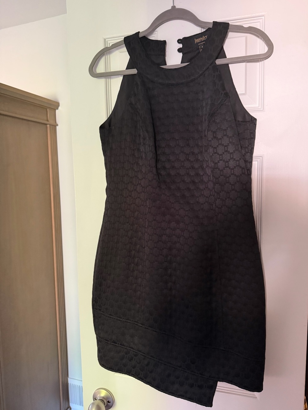 Laundry By Shelli Segal Black Textured Sleeveless Shift Mini Dress